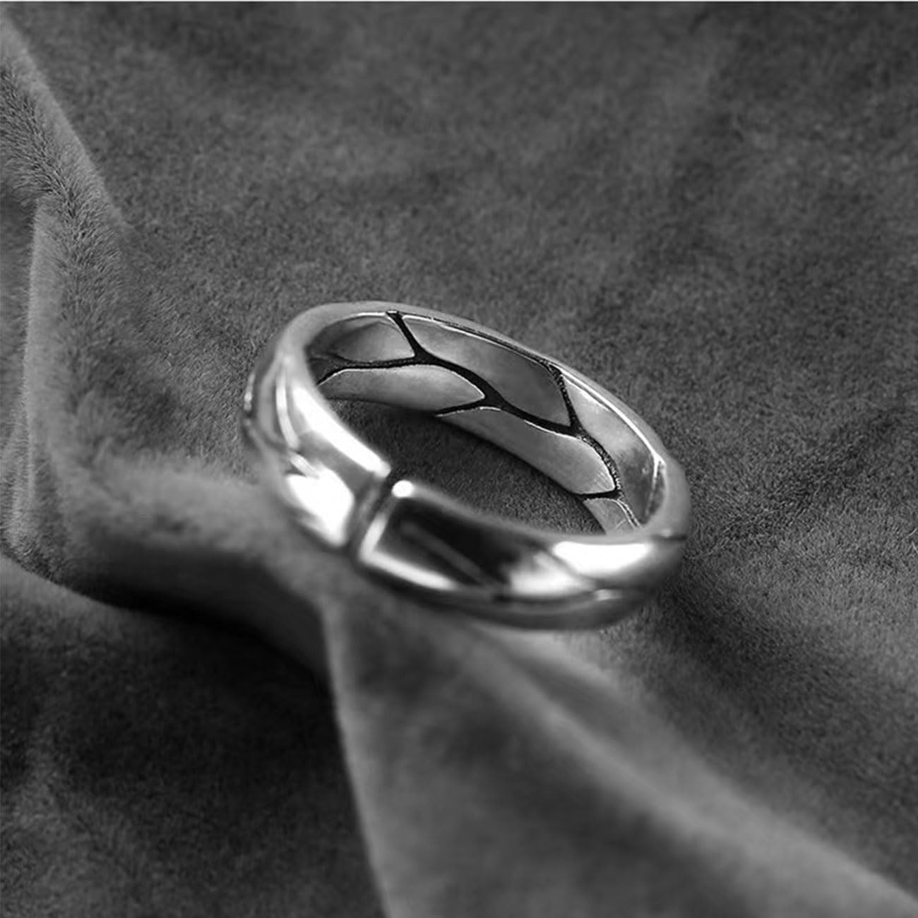 Herren Ring, Wikinger Verstellbare Geschnitzte Ringe für Männer Hypoallergenes Hochglanzpolierte Oberfläche, Hip Pop Offene Gothic Punk Klassischer Daumenring Fidget Herrenschmuck, Silber