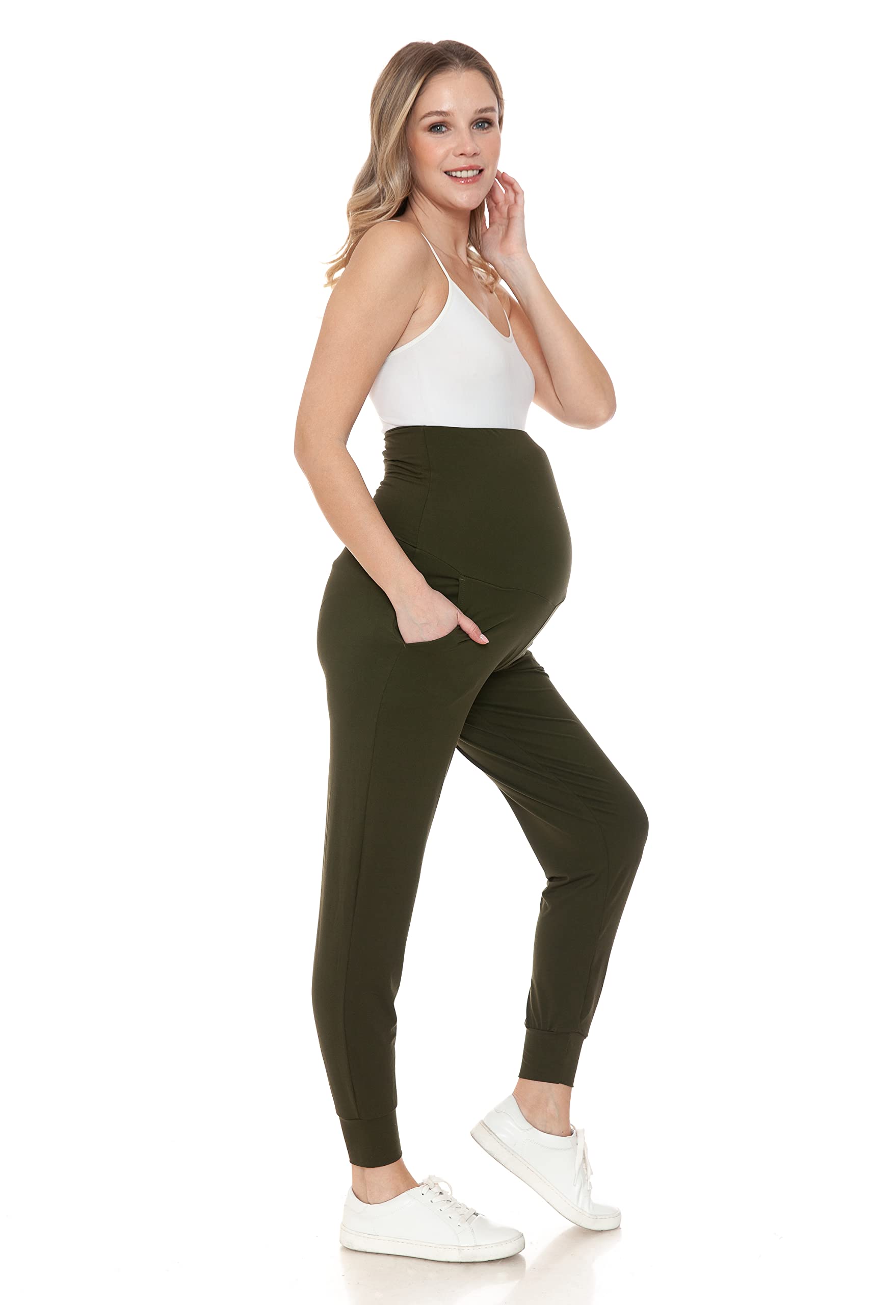 Leggings Depot Umstandshose für Damen, über dem Bauch, Schwangerschafts-Jogger, lässige Lounge-Hose