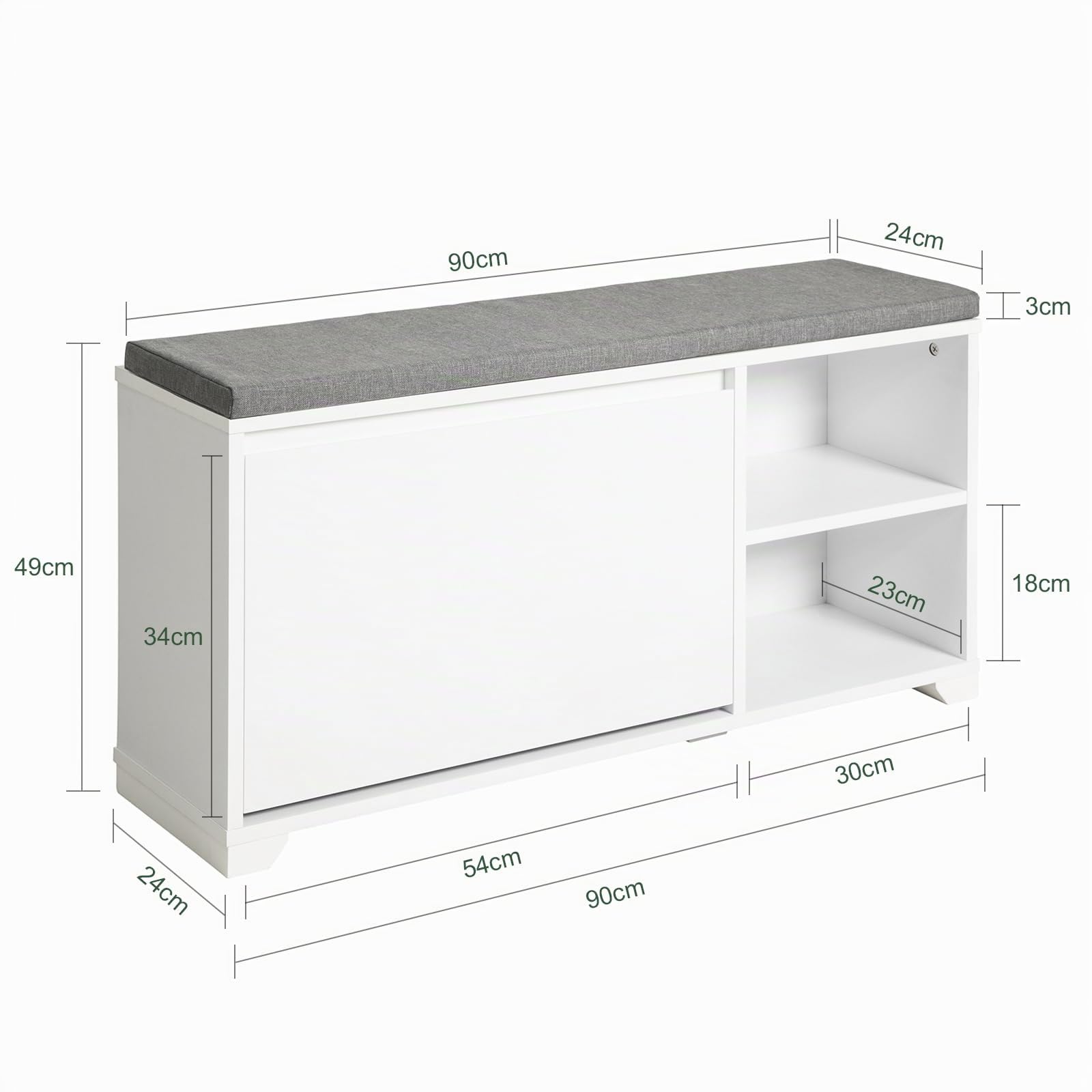 SoBuy Banc Chaussures avec 1 abattant 90x24x46cm pour entrée