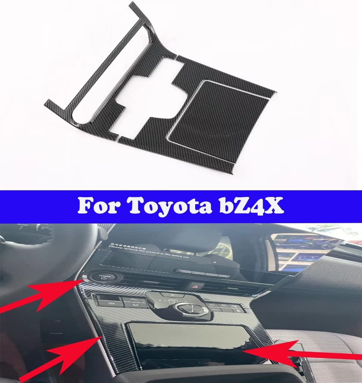 Carbon Fiber Material for Automotive Interior Decoration Strips For bZ4X 2023-2024 (3 Gearbox Decorative Carbon fibers)