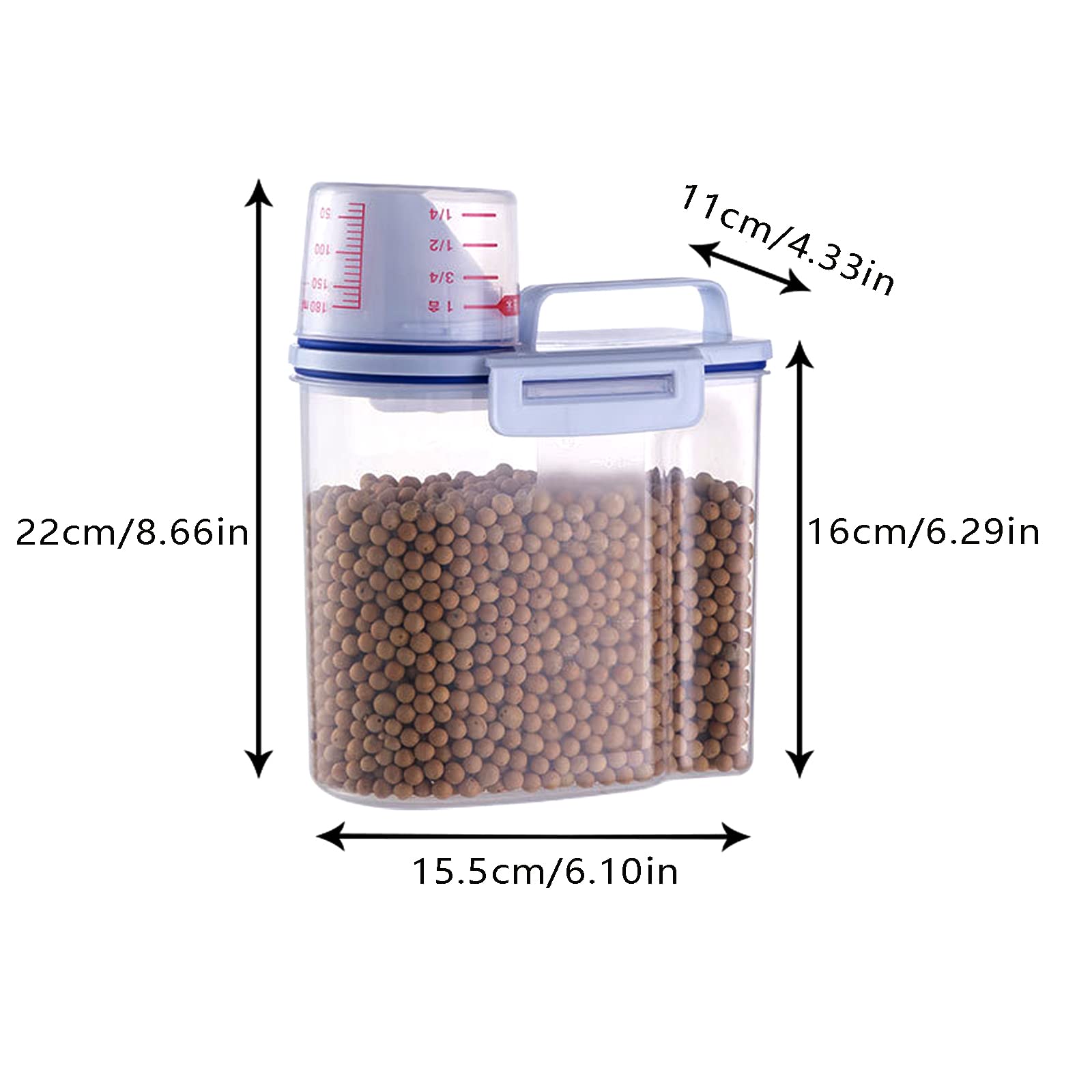 Pethiy Contenitore Crocchette Cibo E Trattare Per Cani, Con Coperchio E Paletta, Capacità 2,3 Kg, Contenitore Per Alimenti In Metallo Per Animali Domestici-Bianco-Dog Food - Foto 8