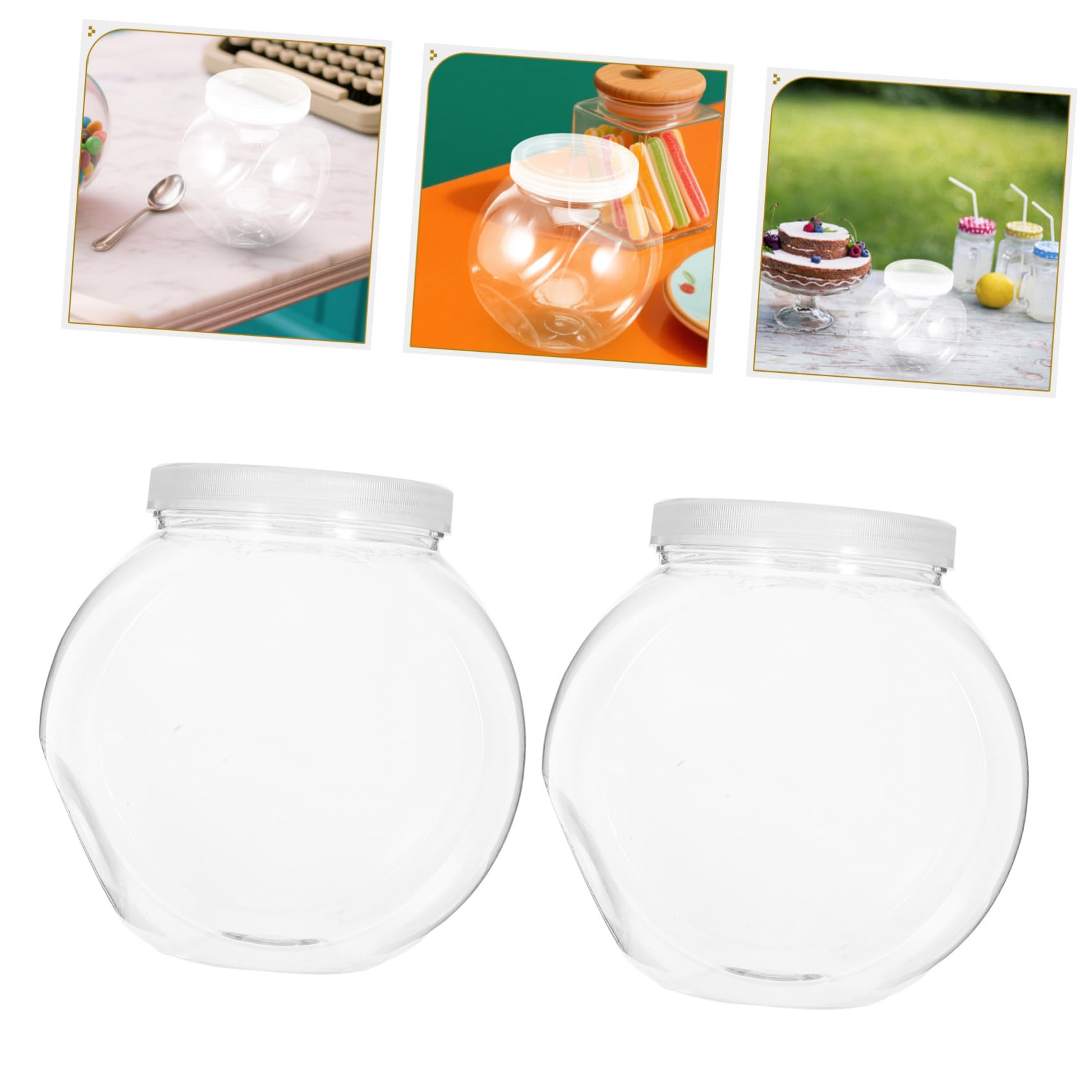 Cabilock 4piezas Tarro de Plástico Transparente para Dulces Tarros Redondos con Tapa Contenedores para Almacenar Alimentos para Galletas Frijoles Aperitivos Cocina o Fiesta