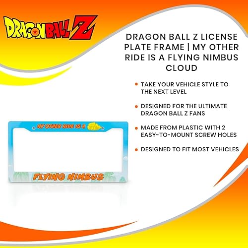 Miniatura 6 de Dragon Ball Z Marco de matrícula  My Other Ride Is A Flying Nimbus Cloud  Soporte único de matrícula coleccionable Dragon Ball Z  Tamaño para