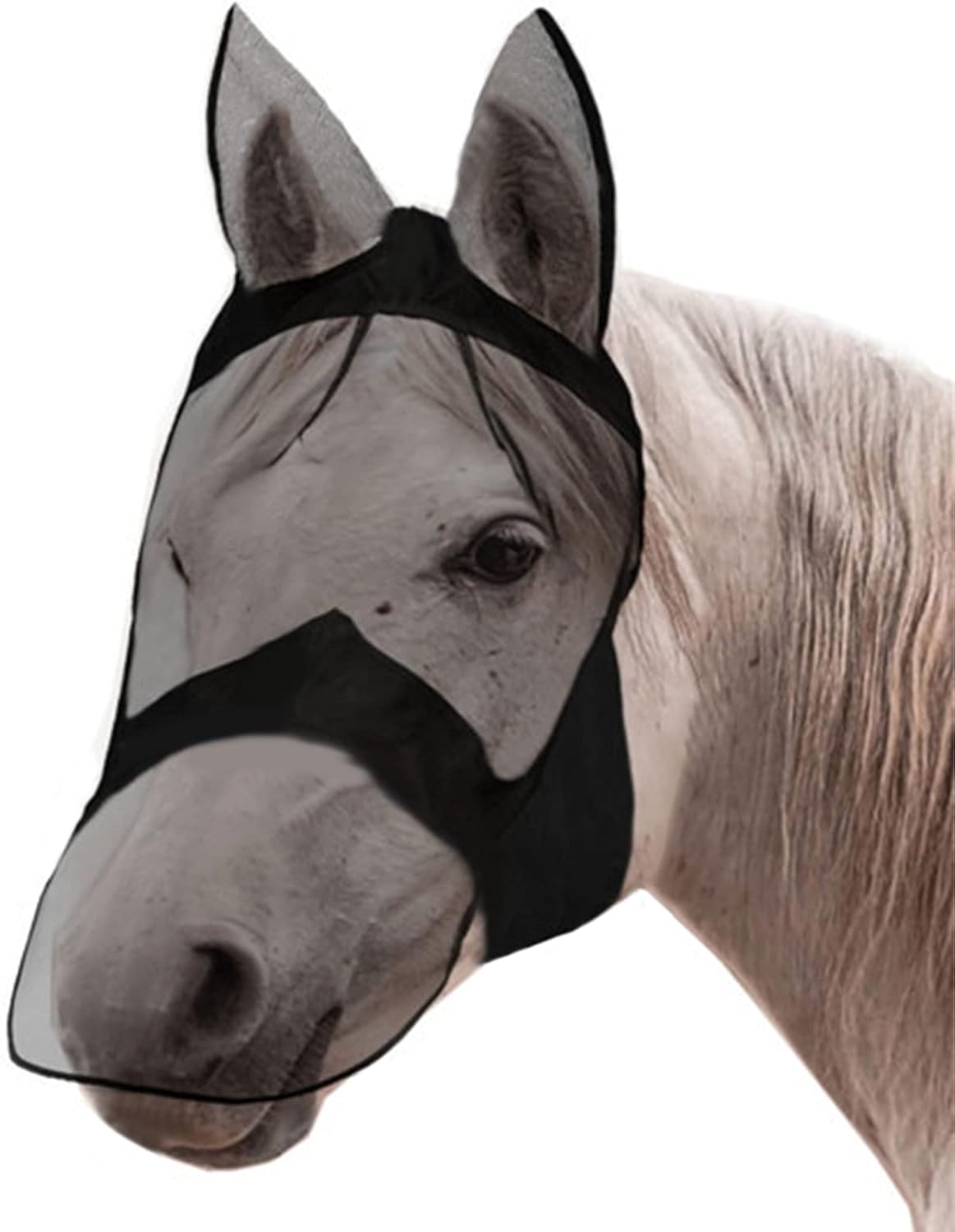 Horse Fly mask Breathable Elastic Horse face mask to Protect The Detachable  Eye Protection Headwear.（Medium