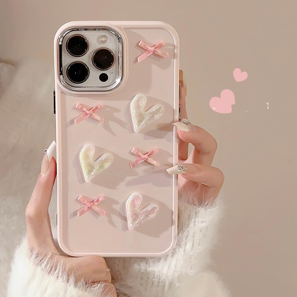 Coque iPhone 16 esthétique pour femme étui transparent coeur pour les soirées