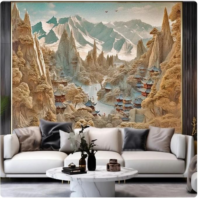 Carta Da Parati Fotografica Moderna Semplice Paesaggio Giallo Murale Soggiorno Ristorante Sfondo Muro Decorazioni Per La Casa Pittura 400Cm(W)*280Cm(H)