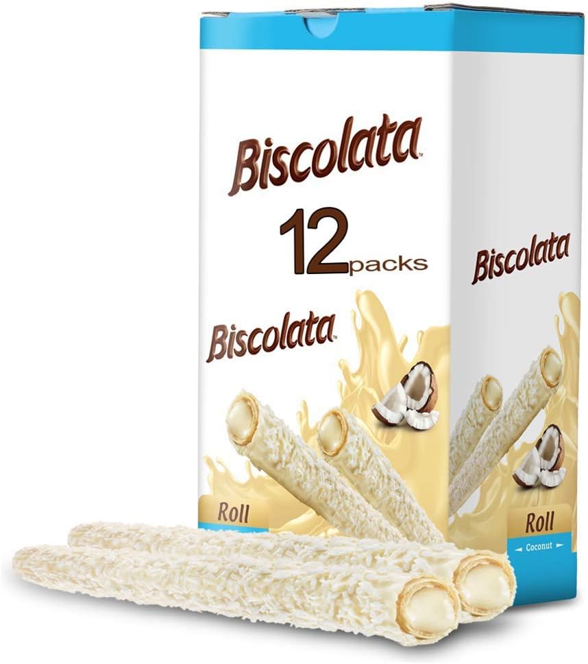 Biscolata Coconut Chocolate Rolled Wafer, 0.76 oz (Pack Of 12)