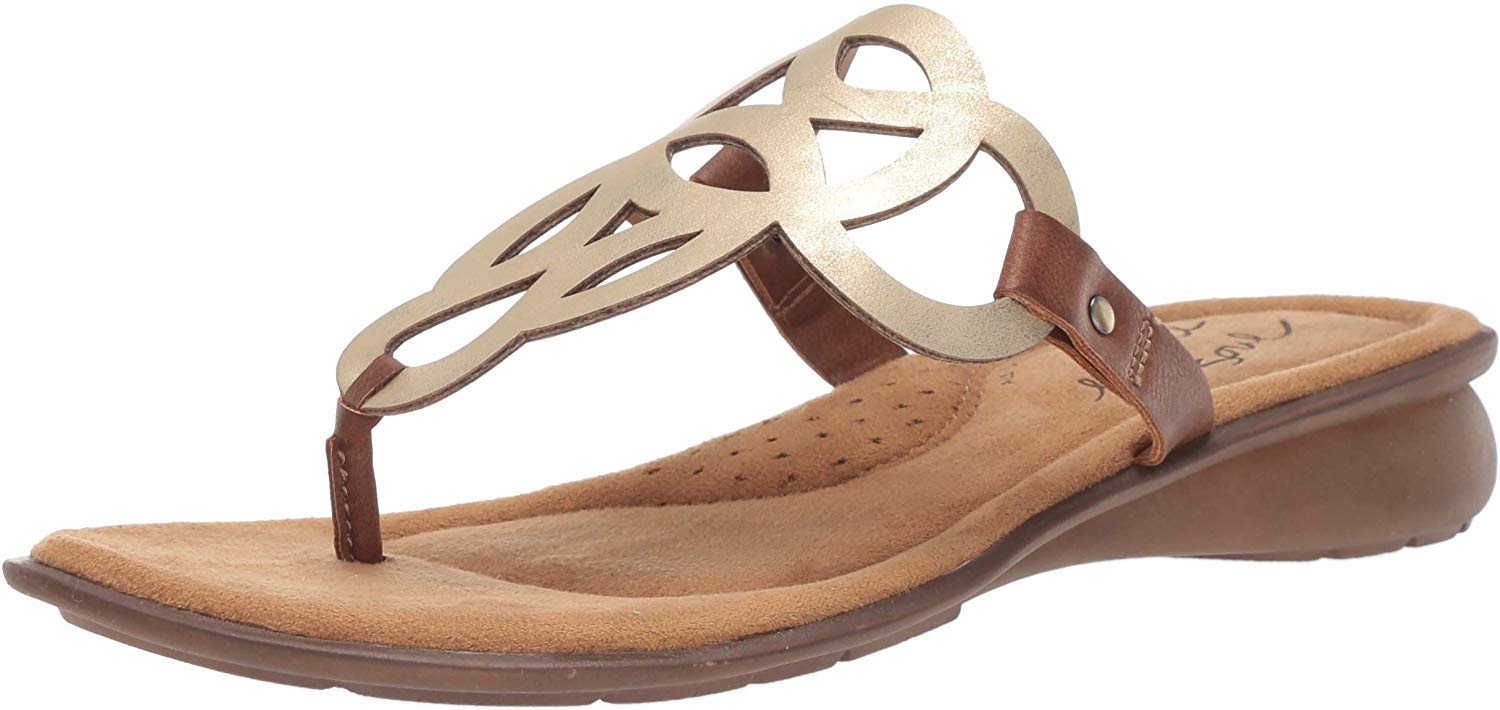 Natural Soul Women's Jennie Flat Sandal, Gold, 5 M US