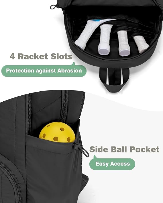 Pickleball Bag, Pickleball Backpack with Shoe Compartment and Paddle Slots