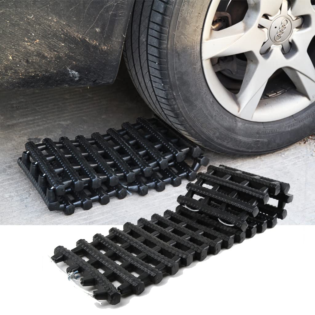 4 Tappetini Di Trazione Per Pneumatici 74x22,5 Cm + Fune Di Traino 8T 4m Con 2 Grilli - Kit Di Recupero Per Neve, Fango E Sabbia