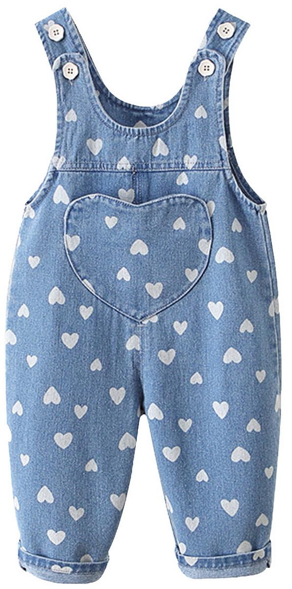 Salopette Bambina in Denim a Coste Bimba Tuta Pantaloni con Bottoni Bretelle Comodo Cotone Pagliaccetto Senza Maniche con Motivo dell'orso dei Cartoni Taglia 9 Mesi - 5 Anni