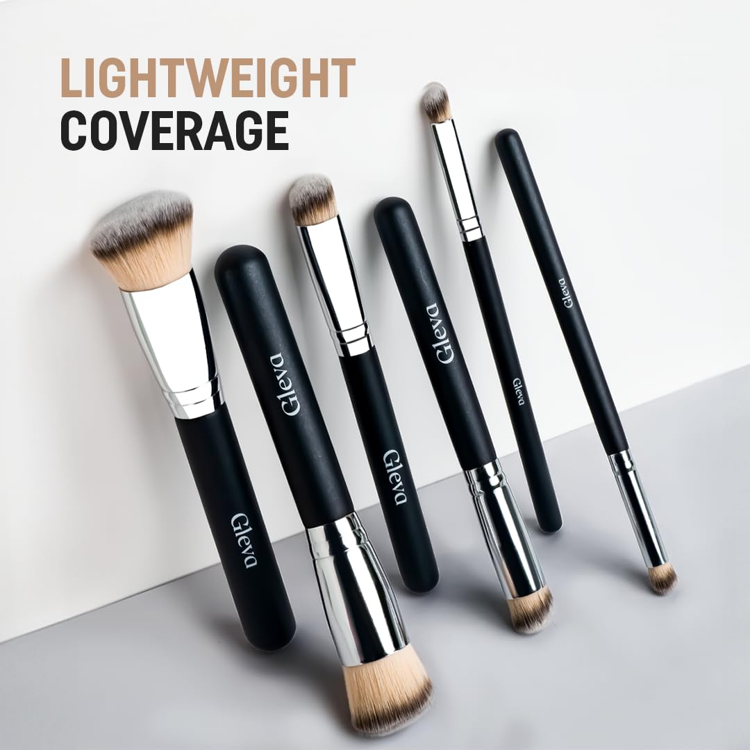 Gleva 3 Pcs Foundation Concealer Brushes Set, Under Eye Mini Angled Brush, Nose Contour Brush, Small Makeup Foundation Brushes Blending Liquid Cream Or Flawless Powder Cosmetics Buffing Kabuki Brushes 4