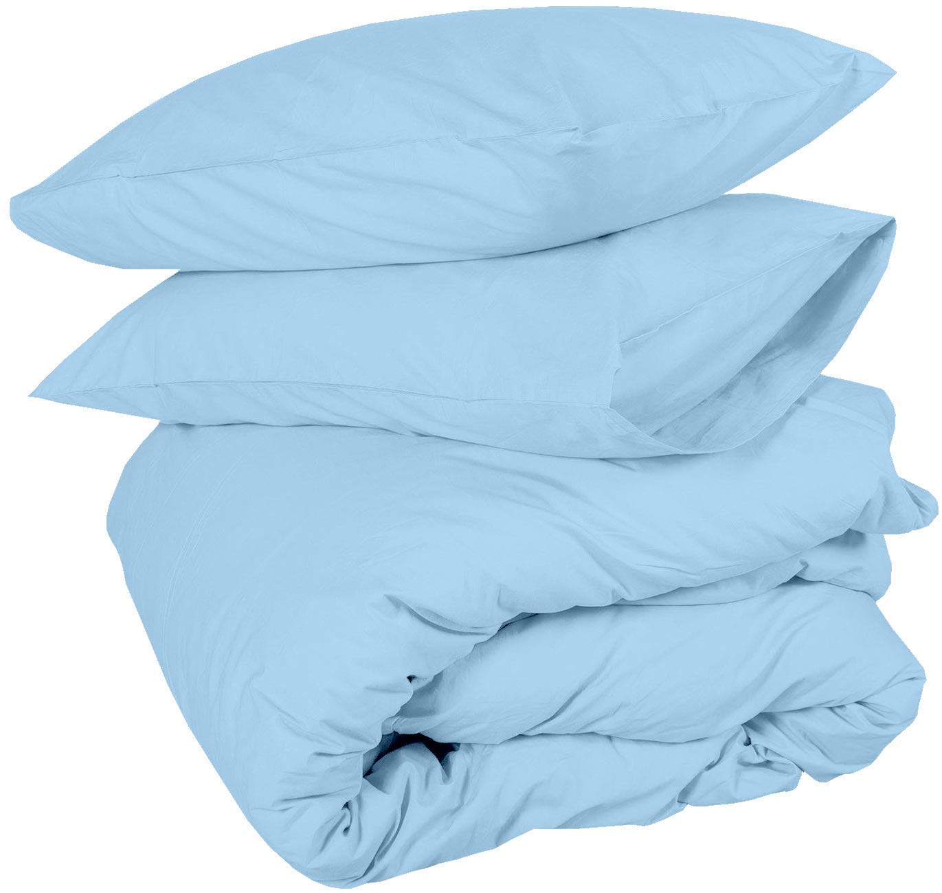 duvet cover, brushed microfiber bedding set 3 pieces solid duvet cover, 1 duvet cover with 2 pillowcases, with zipper closure, ultra soft (light blue_double size duvet cover)