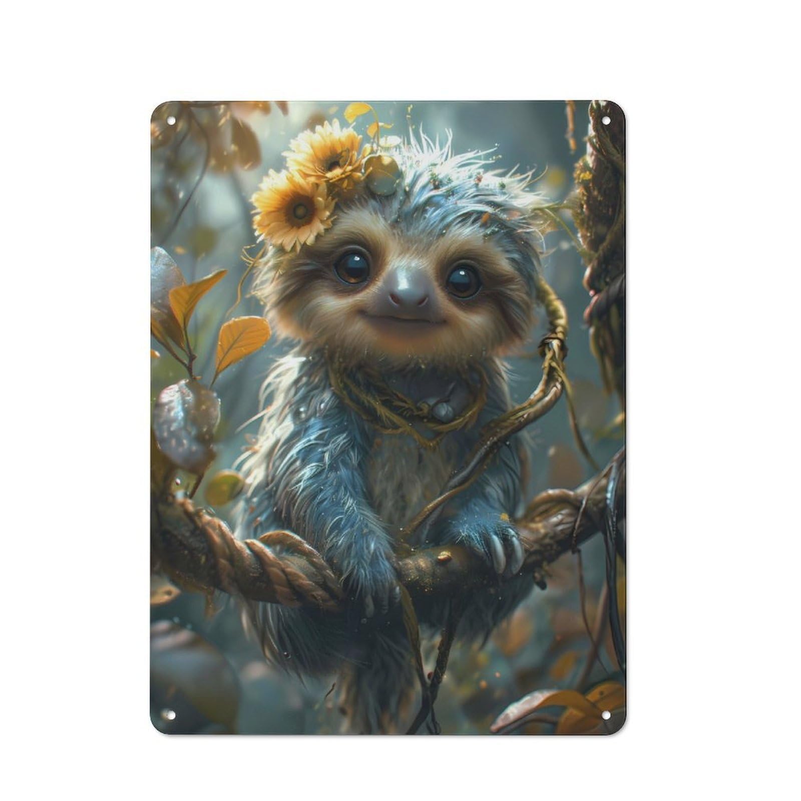 Metal Sign 40x30cm with Cartoon Sloth for Hallway Wall, Rustic Decor, for Wall Display Collectors