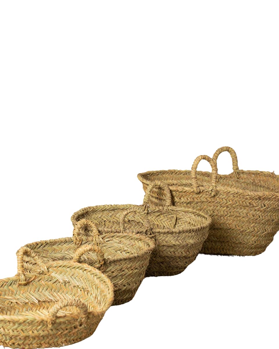Capazo de Esparto o Leñero Ovalado - Pequeño 3 Tiras - REF: 7109-3 | El tamaño ideal para transportar leña o mantener el hogar organizado con un elegante acabado artesanal y natural.