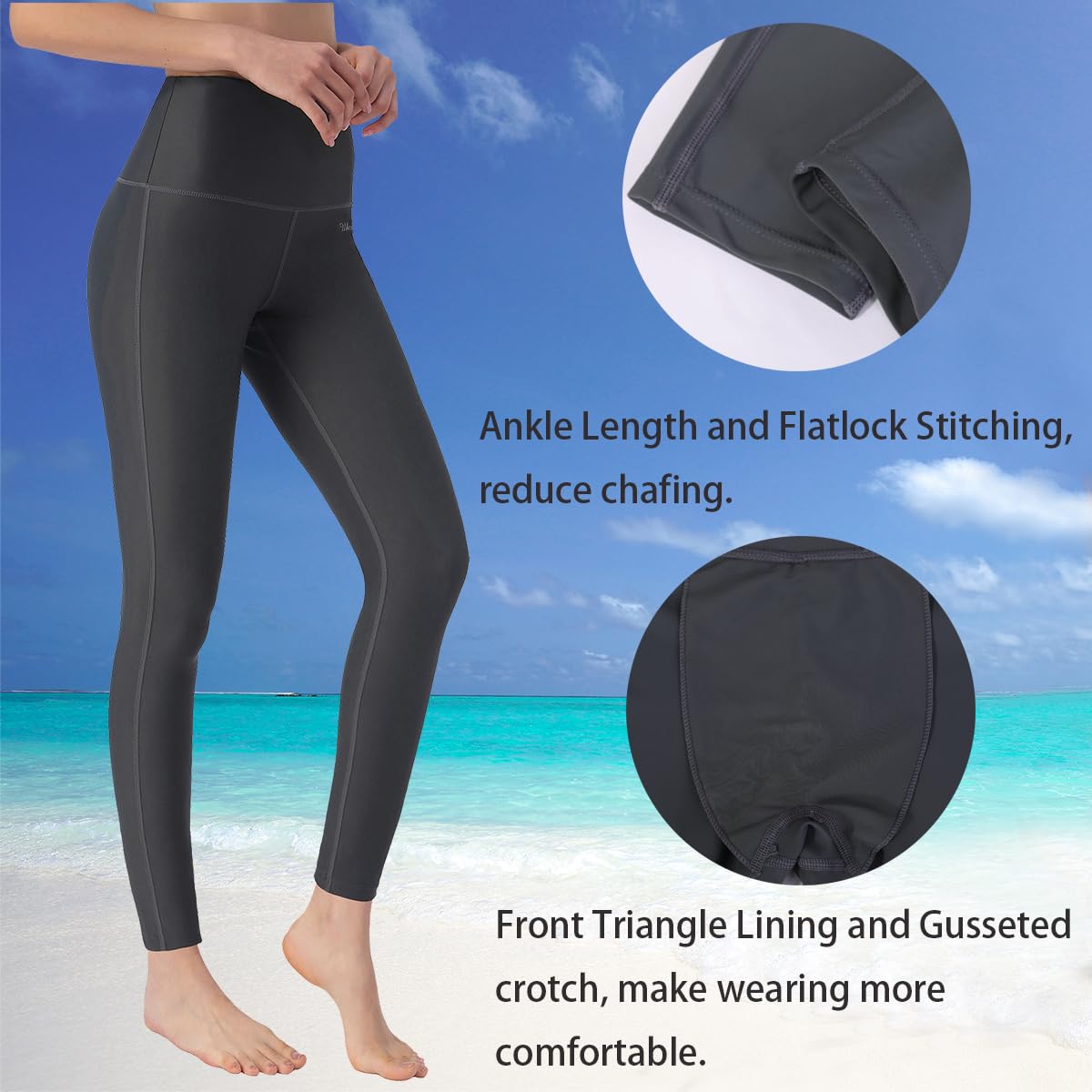 Ubestyle Pantalon de bain taille haute UPF 50+ pour femme - Legging de natation - Protection solaire