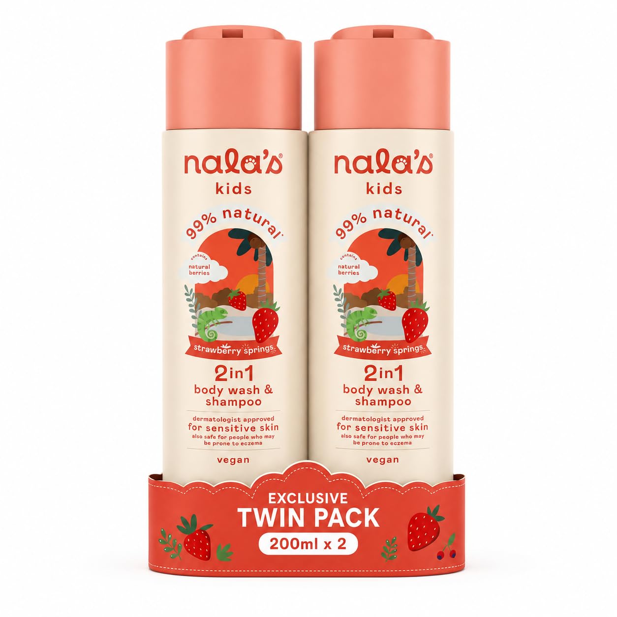 Nala's Baby Strawberry Springs 2-In-1 Body Wash & Shampoo 200ml x2