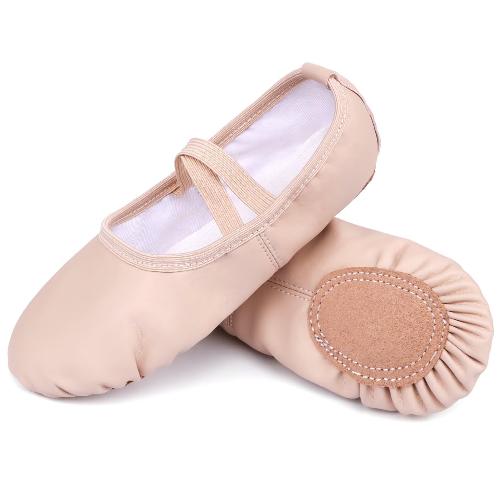 [Gangchiguo] バレエシューズ ダンスシューズ バレエダンスシューズ キッズ 子供 レディース バレエ靴 エレクトーンシューズ 初心者 練習用 肌色 18.0cm