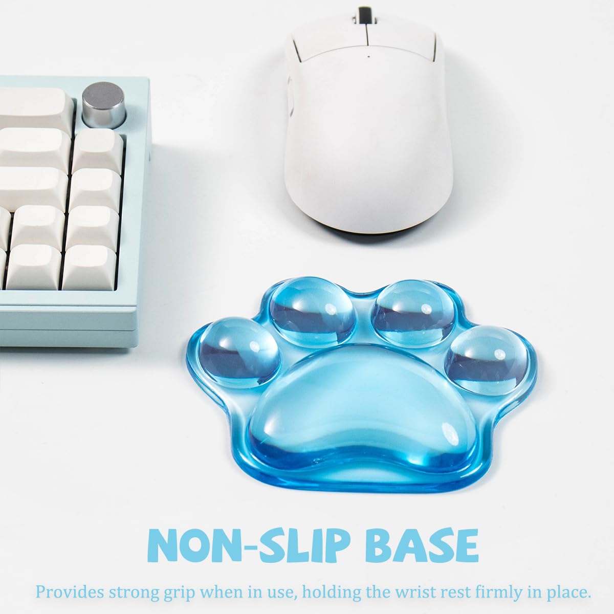 Cat Paw Mouse Wrist Rest, Clear Gel Mouse Wrist Support Pad, Purple Cute Ergonomic Wrist Cushion for Mouse, Soft Transparent Computer Mouse Wrist for Computer Laptop Office Home School(Purple): Cat Paw Sky Blue