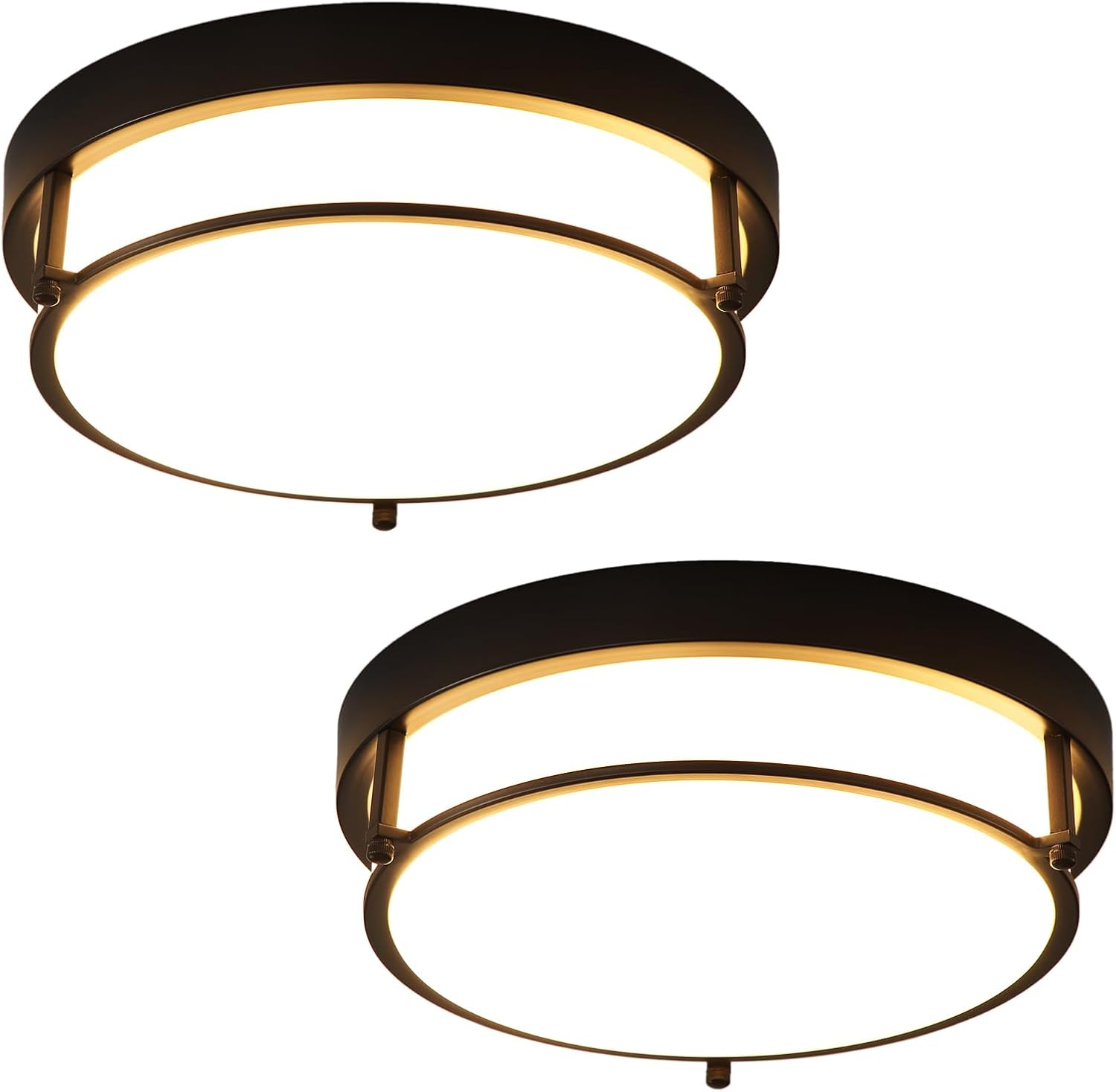 2 Pack Black Flush Mount Ceiling Light, 12 inch Hallway Light Fixtures, 2-Light Modern Light Fixtures Mount for Kitchen Living Room Bedroom, E26 Socket