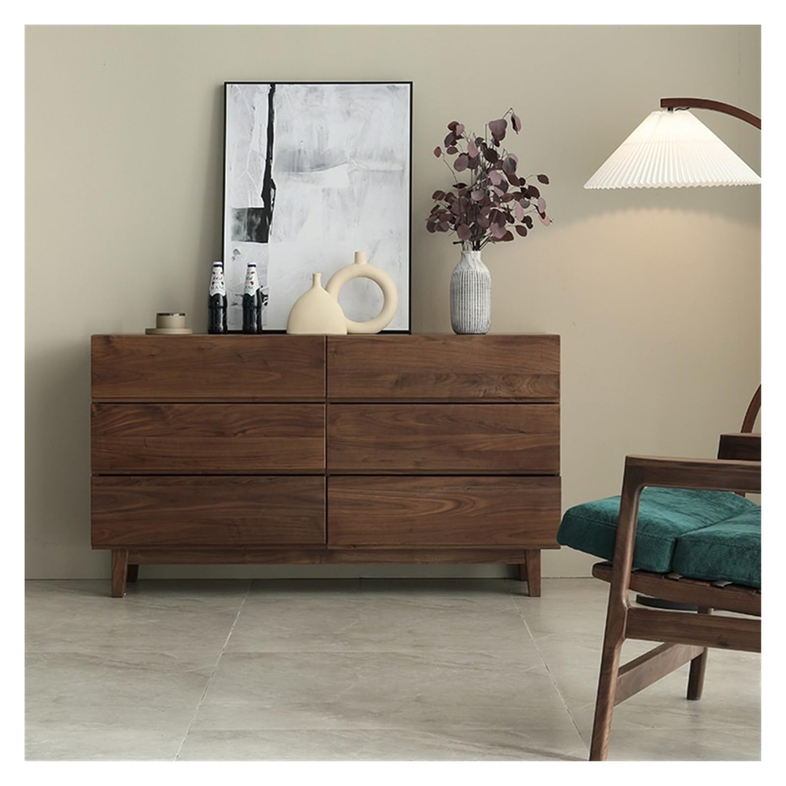 Dh2yjnbf3 Bedroom Solid Wood Household Cupboard Bedroom Wall Storage Bedside Cabinet Living Room Six-drawer Storage Organizer