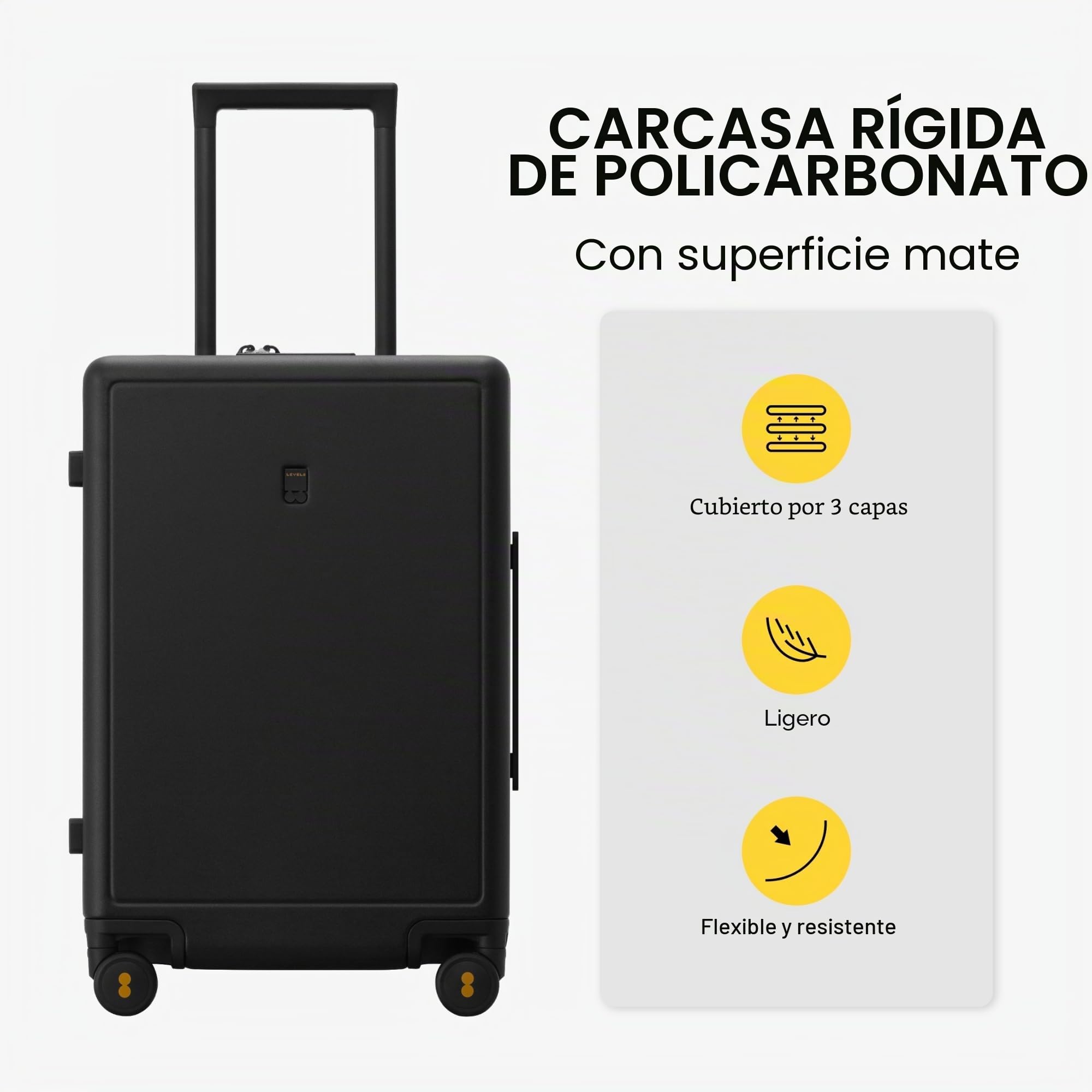 LEVEL8 Juego 3 Maletas Grande facturada 40L+65L+105L PC TSA 4ruedas Negro | TSA,4ruedas Silenciosa,Policarbonato