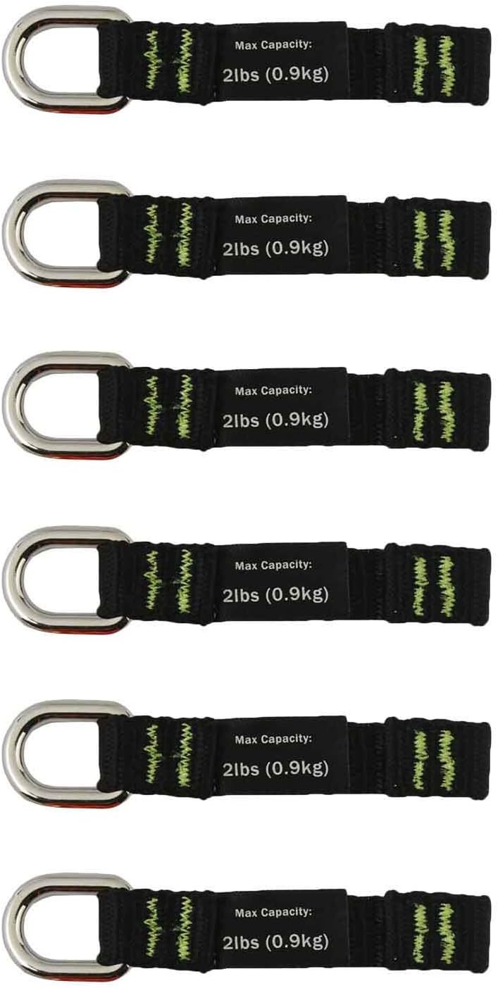 Ergodyne Squids 3700 Web Tool Tail Attachments, 6-Pack, 2 Pounds, Short Length|2.5,Black