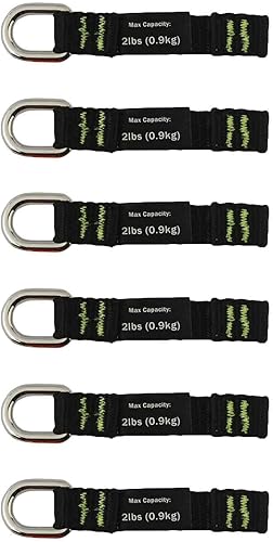 Ergodyne Squids 3700 - Accesorios de cola para herramientas de red, paquete de 6, 2 libras, longitud corta  2.5, negro