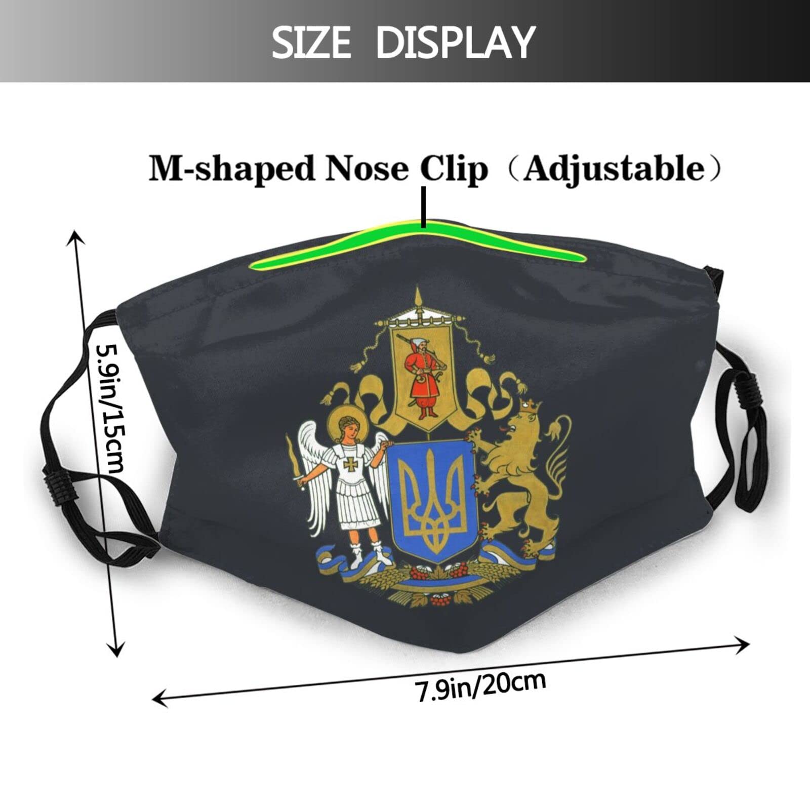 Coat of Arms Ukraine Mask Protect Respiratory System Breathe with Peace of Mind Black