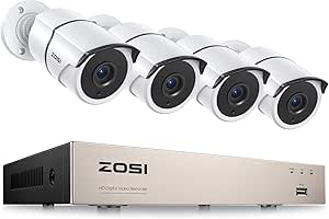 ZOSI 8CH 5MP Lite Home Security Camera System with 1-Way Audio,4x 1080p Metal Indoor Outdoor Cameras,AI Human/Vehicle Detection,Night Vision,Remote Access,H.265+ 8-Channel CCTV DVR No Hard Drive asin的图片