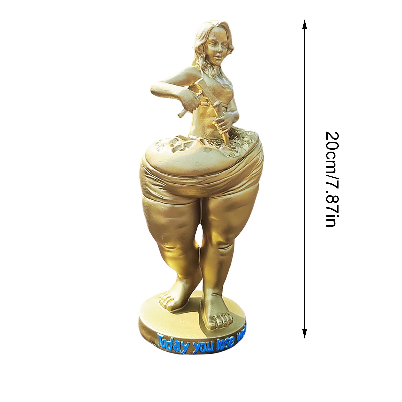 Kobieca statuetka odchudzanie, gruba pani figurki z żywicy dekoracja do domu, pokoju do jogi, siłowni, prezenty dla kobiet zachowaj zdrowie (złoty)