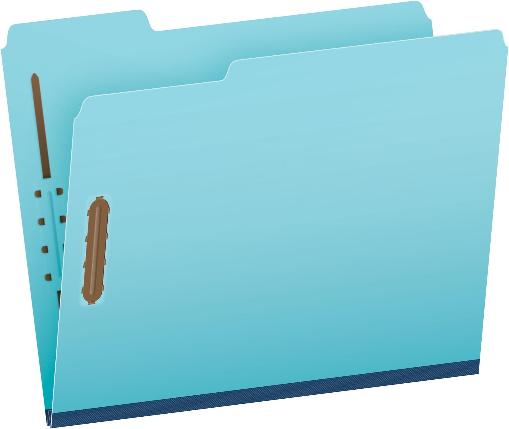Globe Weis Pressboard Fastener Folders, Letter Size, Light Blue, 1" Expansion, 1/3 Cut, 25/BX (615F21-3BLU)