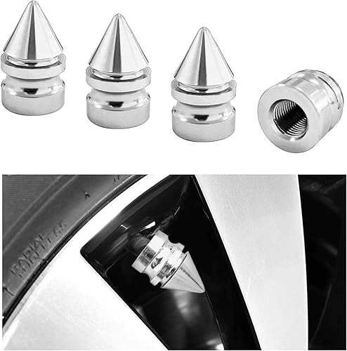 4 tapas de válvula de neumático de automóvil, accesorios de aleación de aluminio con pinchos, cubiertas de vástago de rueda a prueba de polvo, tapa