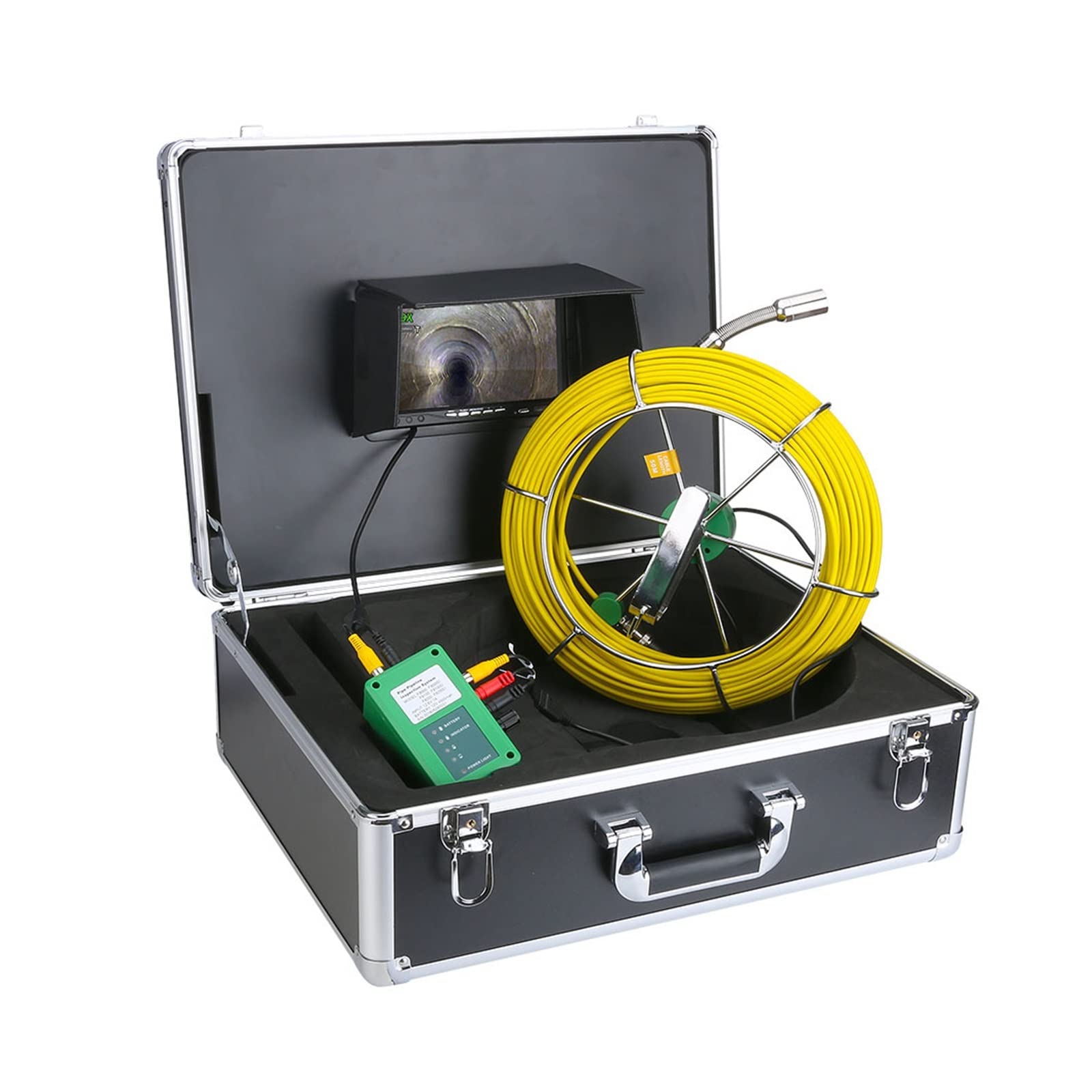 Kamera kanalizacyjna 7 -calowa bezprzewodowa Wifi Drenaż kanalizacji Industrial Endoscope 2 mm Przemysłowa kamera rur endoskopowa z LCD Monitor Antykorozyjna(F9200WF-20M)