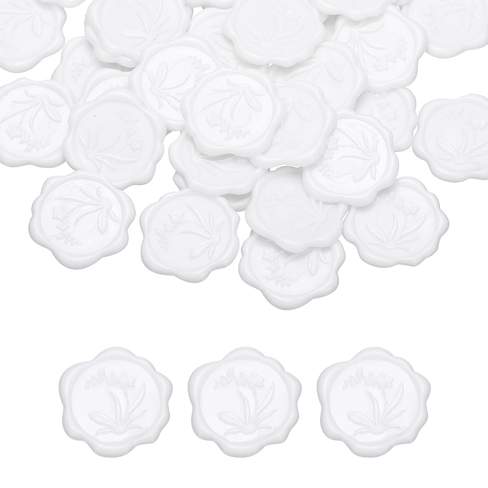 PATIKIL Wax Seal Stickers, 100 Pcs Envelope Seal Stickers, Self-Adhesive Wax Stamp Wedding Invitation Accessories for Wedding Party Birthday Gift Wrapping Anniversary, Pure White