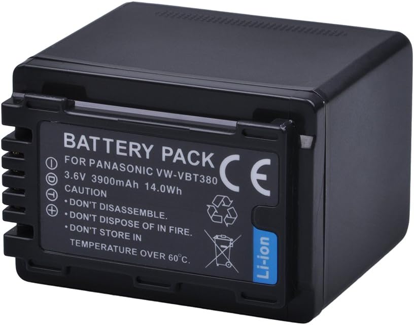 3900mAh VW-VBT380 VBT380 VW-VBT190 VBT190 Battery for Panasonic HC-V800K, HC-VX1K, HC-WXF1K, HCV520, HC-V550, HCV710, HCV720, HC-V750, HC-V770, HC-VX870, HC-VX981, HC-W580, HC-W850, HCWXF99
