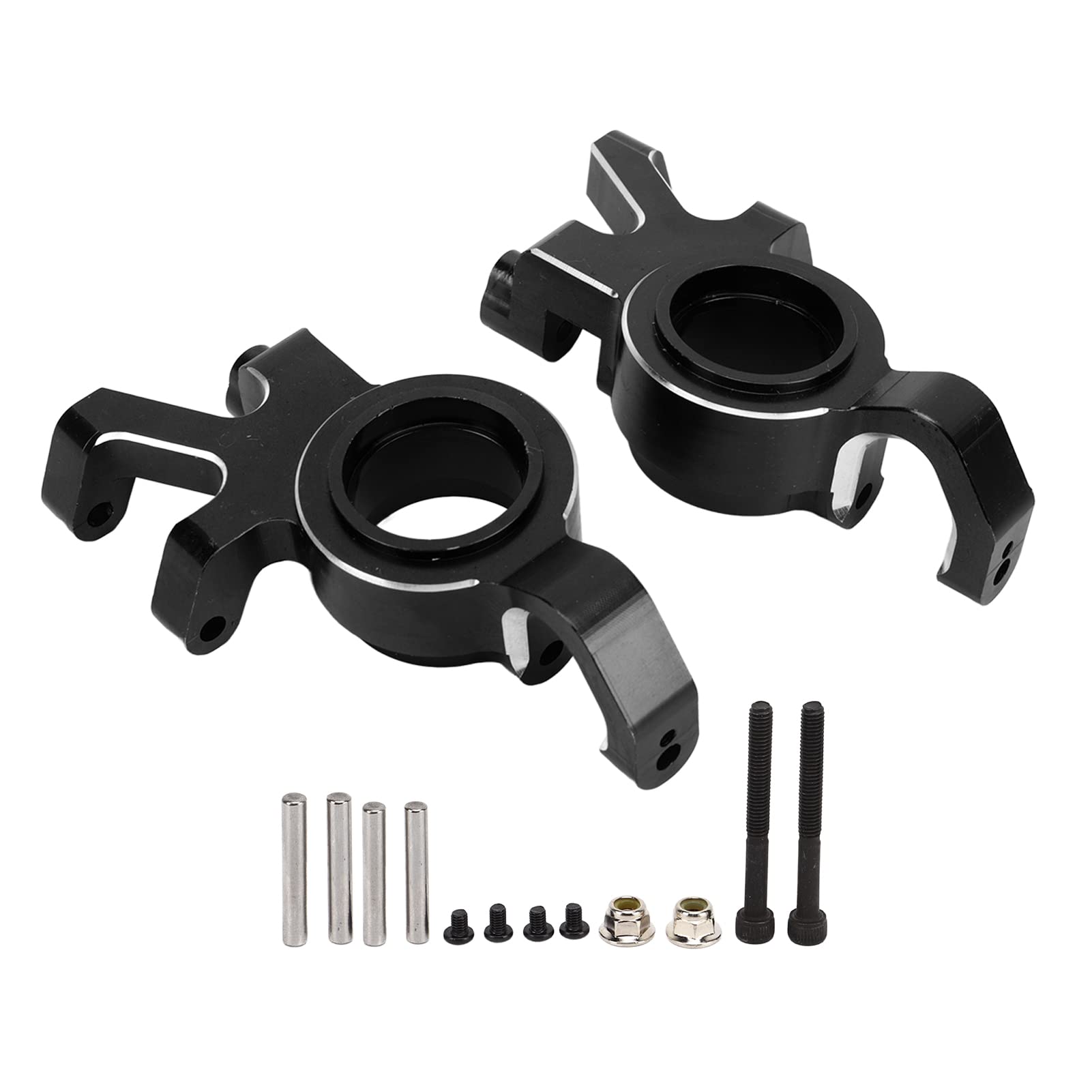 RC przedni blok kierowniczy CNC stop aluminium oś przednia wymiana misy kierownicy wysoka wytrzymałość trwała odporność na zużycie dla samochodu TRAXXAS 1/5 RC 2 kierownice 6 śrub (Czarny)