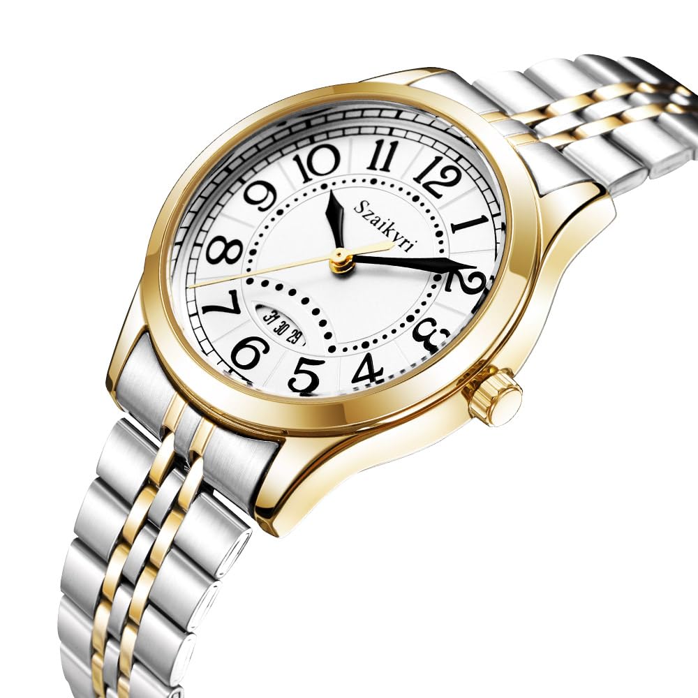 Montre Classique pour Femmes avec Chiffres Arabes Calendrier Résistant à l'Eau
