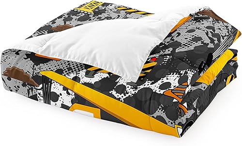 Miniatura 4 de Juego de edredón de construcción tamaño individual, juego de ropa de cama para niños y niños, para todas las estaciones, 1 edredón con 1 funda de