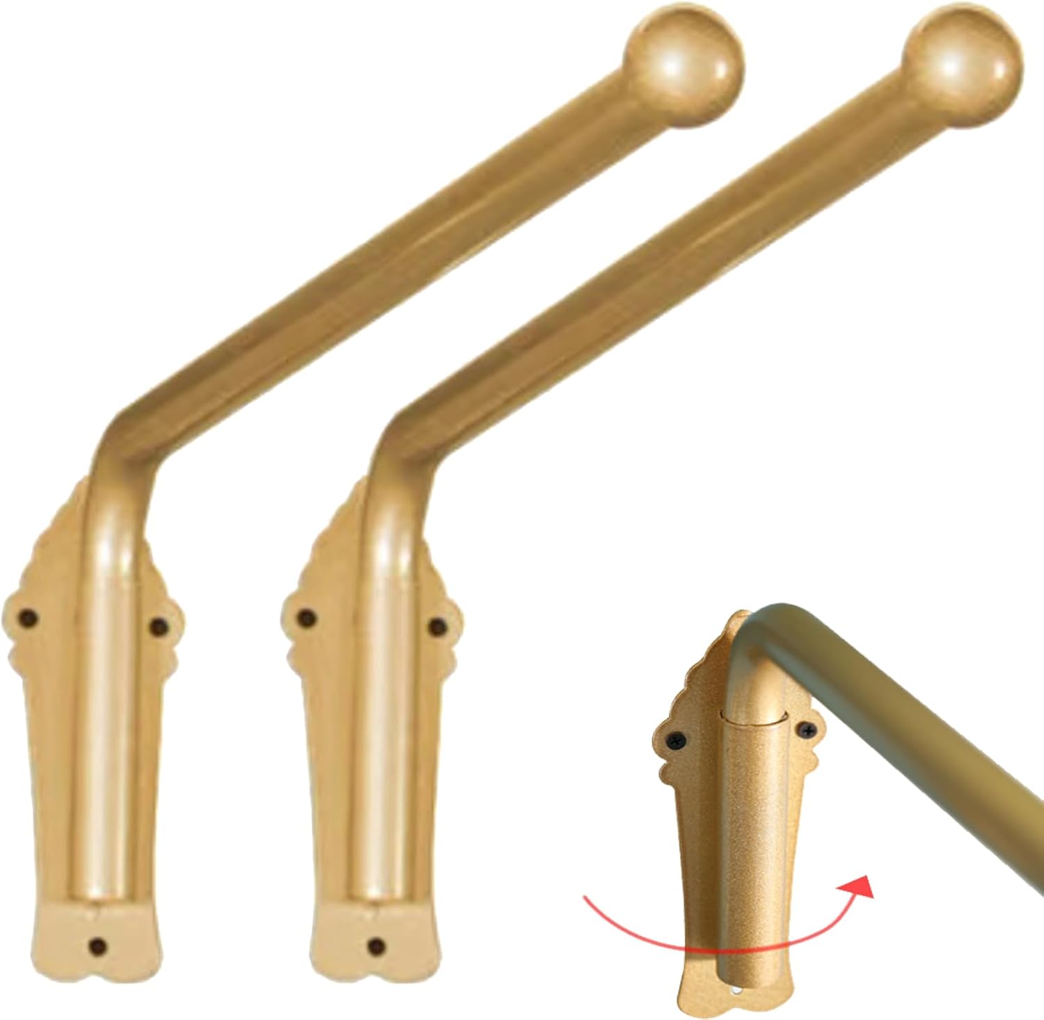 2pcs Swing Arm Curtain Rod, Stand Drapery Arm, Heavy Duty Swing Rods, for Side Panels Window Curtain Display Stand Drapery Arm (Gold) (47in)