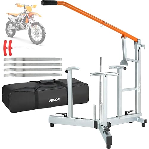 VEVOR Dirt Bike and Dual Sport Tire Changer, Fits for 16"-21" Wheels, 15/17/20/25 mm Axles, Heavy Duty Dirt Bike Tire Changing Tool Kit with Bead Breaker, Irons, Protective Sleeves, and Storage Bag