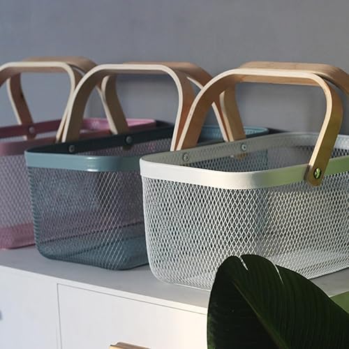 Miniatura 9 de STOBAZA Cesta de almacenamiento de estilo bohemio de hierro para artículos diversos, cestas de bushel ligeras y compactas