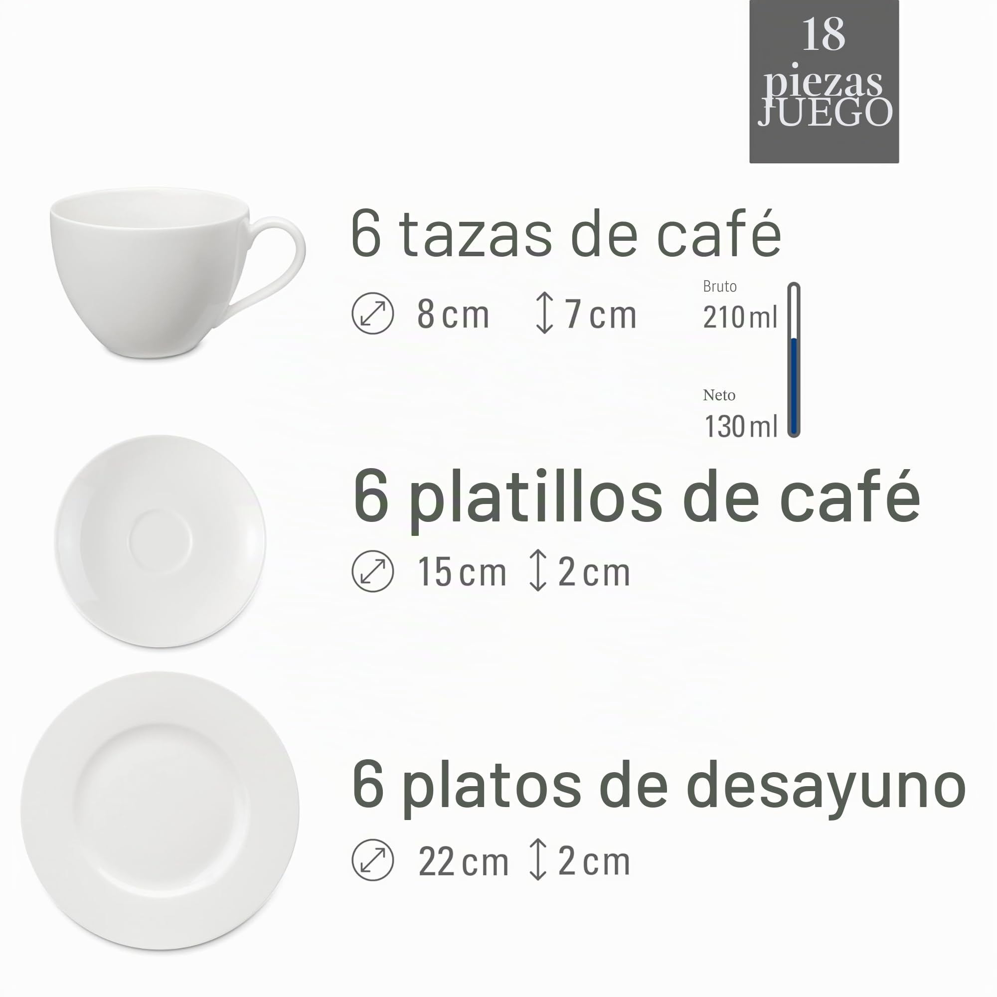 vivo - Villeroy & Boch Group Basic White set de café, 18 piezas CE
