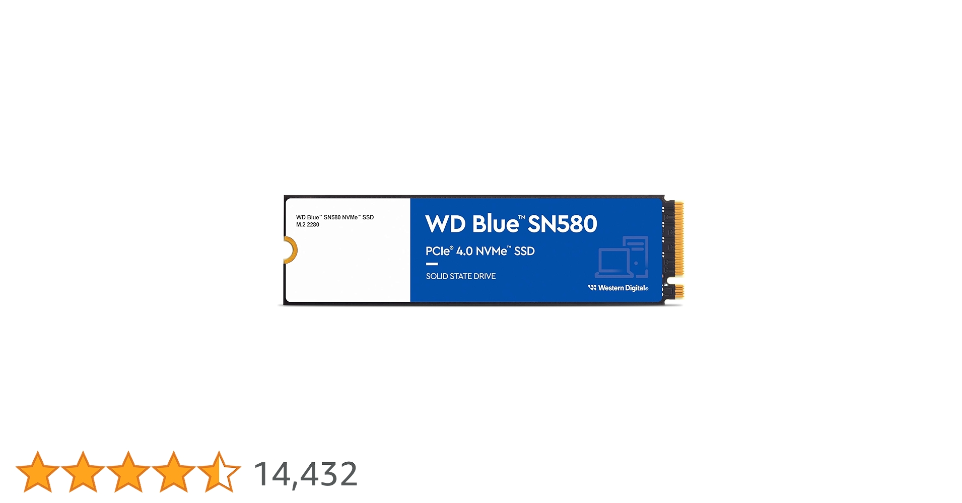 Western Digital WD Blue SN580 NVMe 1TB, Upto 4150MB/s, 5 Y Warranty, PCIe Gen 4 NVMe M.2 (2280), Internal Solid State Drive (SSD) (WDS100T3B0E) Western Digital WD Blue SN580 NVMe 1TB, Upto 4150MB/s, 5 Y Warranty, PCIe Gen 4 NVMe M.2 (2280), Internal Solid State Drive (SSD) (WDS100T3B0E)
