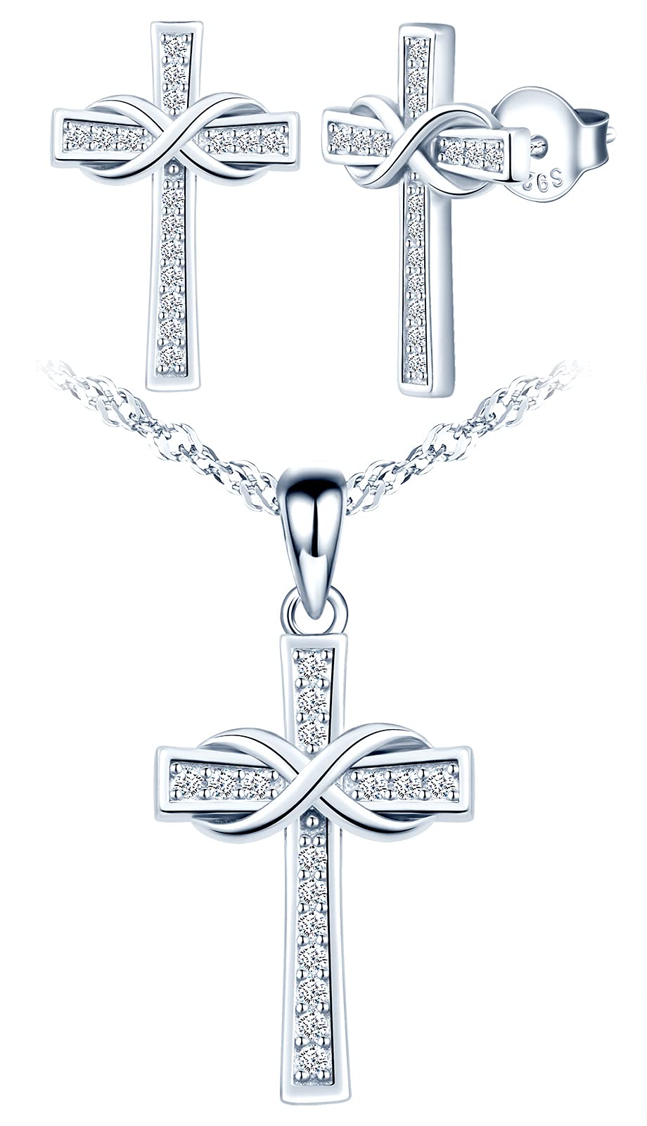 Yumilok Collier Et Boucles D'Oreilles Femme - Papillon Symbole Infini Argent 925 Zircon