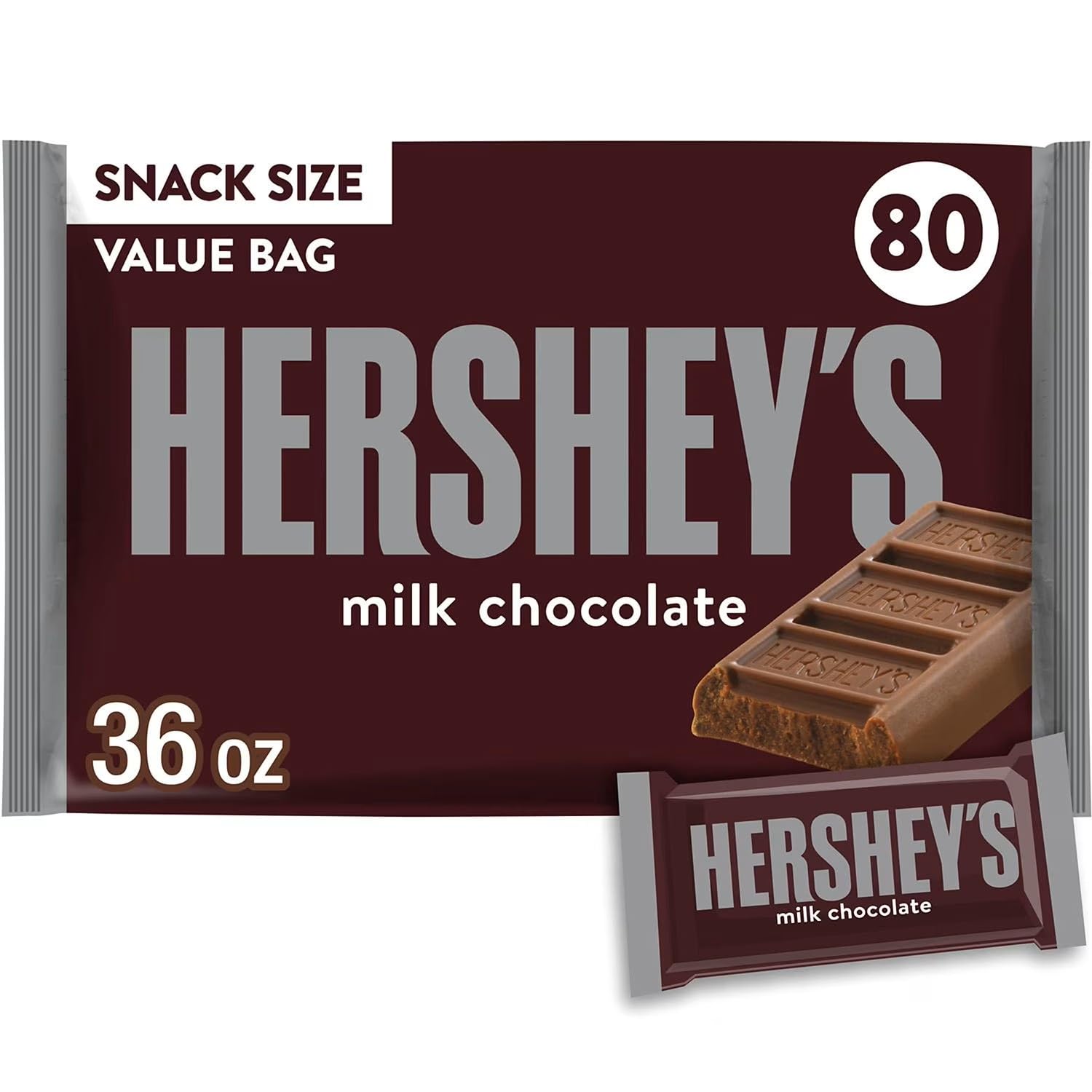 Hershey's Milk Chocolate Snack Size Bars (36 oz., 80 ct.)