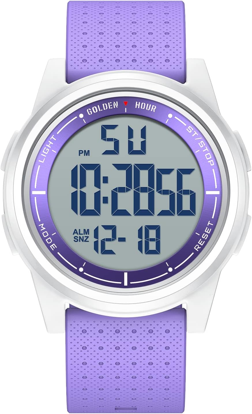 Ultra-Thin Minimalist Sports Waterproof Digital Watches Men with Wide-Angle Display Rubber Strap Wrist Watch for Men Women