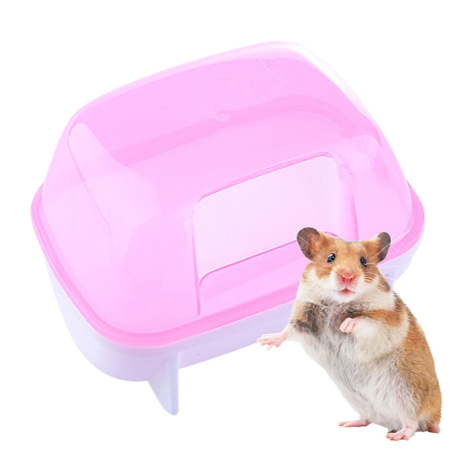 Veeteah Red Sand Bath For Hamsters | Small Chinchilla Dust Bath House - Box Dwarf Hamster Accessories, Stable Hamster Bathtub Toilet For Dwarf Hamster, Chinchilla, Gerbil
