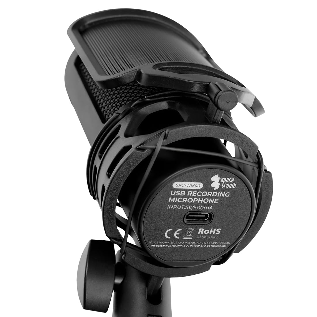 Spacetronik Microphone Gaming USB pour PC, Microphone à Condensateur avec Tap-to-Mute & LED, Filtre Anti-Pop & Support Anti-Choc, Plug & Play pour Streaming, Podcast, Discord, PS4/PS5, Mac