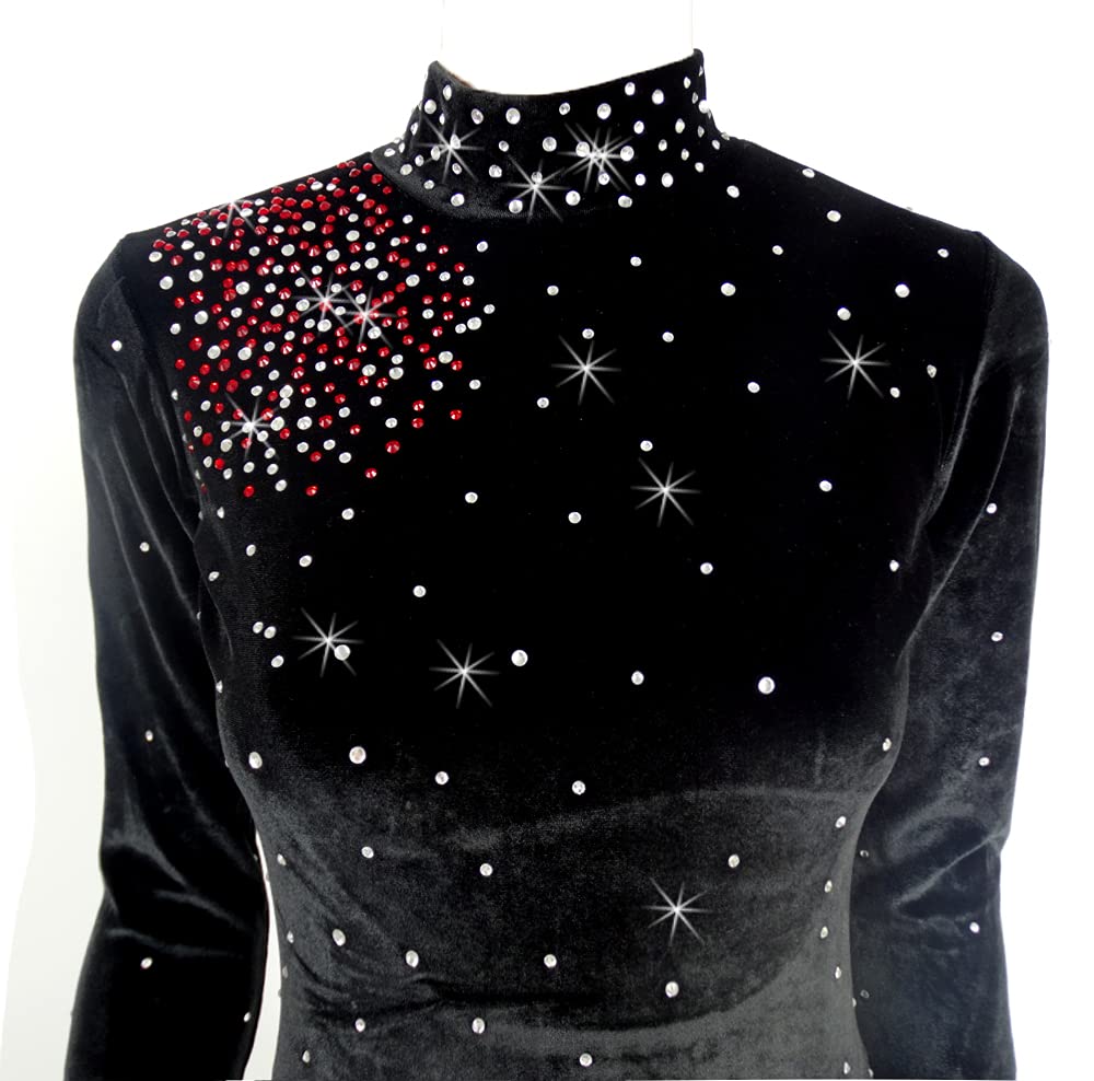 LIUHUO Figure Skating Dress Girls Black Velvet Performance Ice Skating Dress